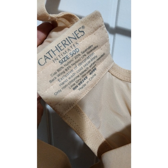 Catherine's plus size bra plunge 50D nude beige NEW NWT underwire RN 99249 4096 - Picture 2 of 4